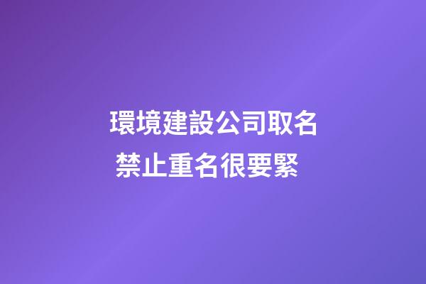 環境建設公司取名 禁止重名很要緊-第1張-公司起名-玄機派